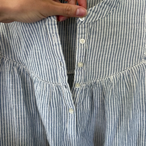 The Great. The Shepherd Stripe Cotton & Linen Top Shirt Size 0 - Picture 6 of 9